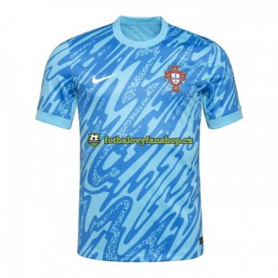 Muži Brankářský Alternativní Dres Portugalsko Euro 2024 Modrý Krátký rukáv