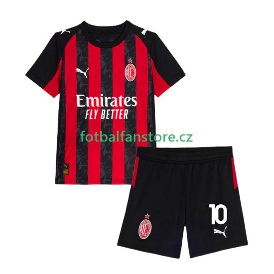 Dětský Domácí Dres AC Milán Rafael Leao 10 2025-2026 Krátký rukáv