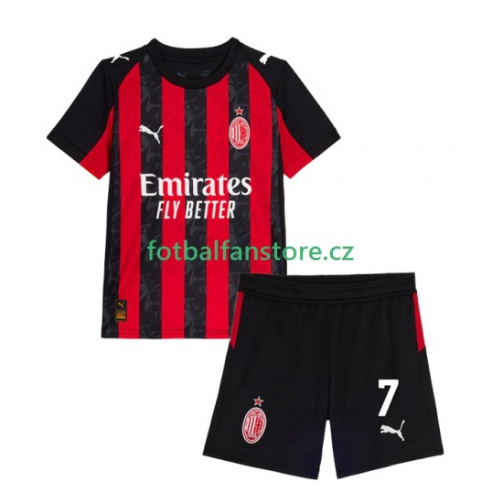 Dětský Domácí Dres AC Milán Santiago Gimenez 7 2025-2026 Krátký rukáv