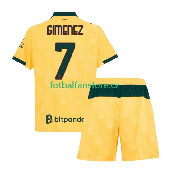 Dětský Alternativní Dres AC Milán Santiago Gimenez 7 2025-2026 Krátký rukáv
