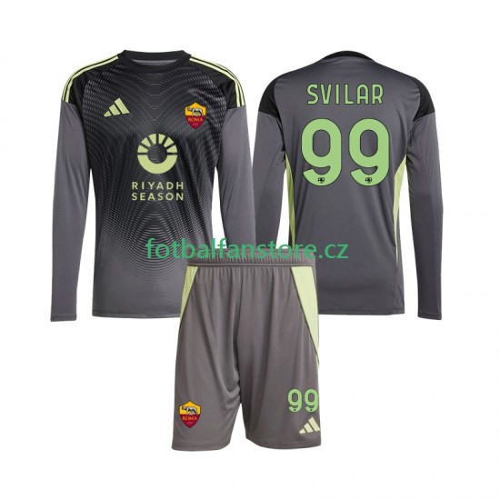 Dětský Brankářský Domácí Dres AS Řím Mile Svilar 99 2025-2026 Dlouhými Rukávy