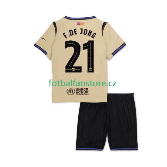 Dětský Venkovní Dres FC Barcelona Frenkie de Jong 21 UCL 2025-2026 Krátký rukáv