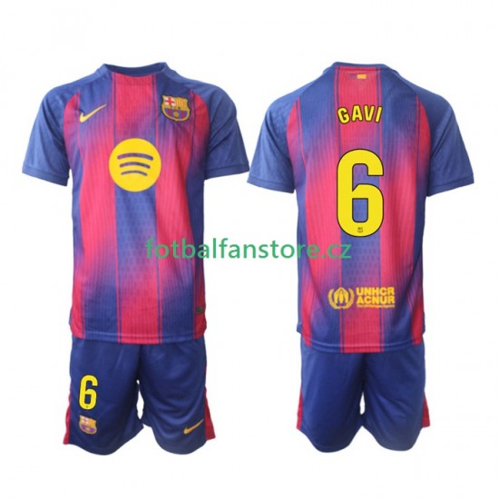 Dětský Domácí Dres FC Barcelona Gavi 6 2025-2026 Krátký rukáv