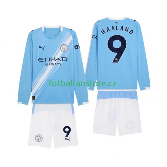 Dětský Domácí Dres Manchester City Erling Haaland 9 2025-2026 Dlouhými Rukávy Dětský Domácí Dres Manchester City Erling Haaland 9 2025-2026 Dlouhými Rukávy