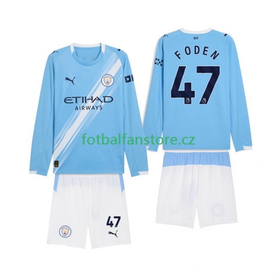 Dětský Domácí Dres Manchester City Phil Foden 47 2025-2026 Dlouhými Rukávy