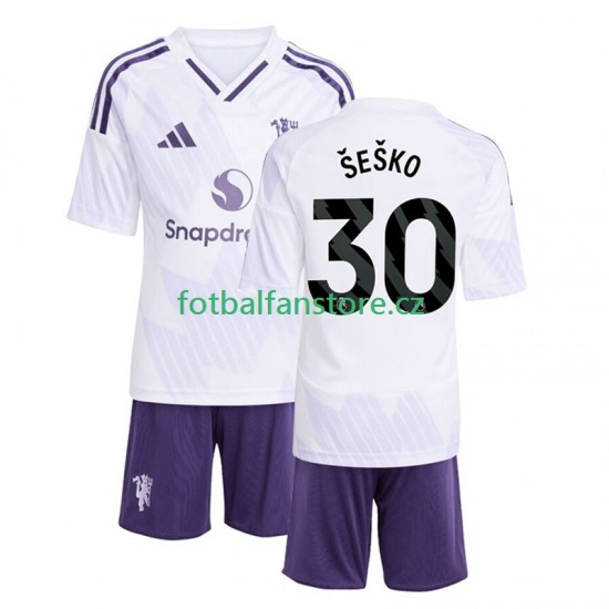 Dětský Venkovní Dres Manchester United Benjamin Sesko 30 2025-2026 Krátký rukáv