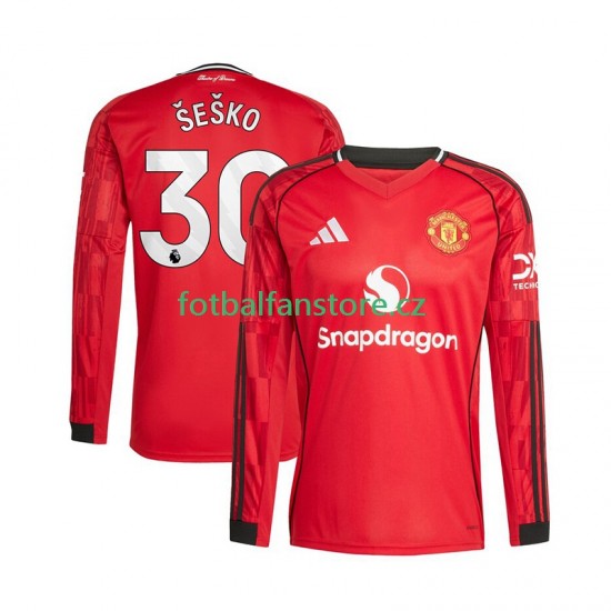 Muži Domácí Dres Manchester United Benjamin Sesko 30 2025-2026 Dlouhými Rukávy Muži Domácí Dres Manchester United Benjamin Sesko 30 2025-2026 Dlouhými Rukávy