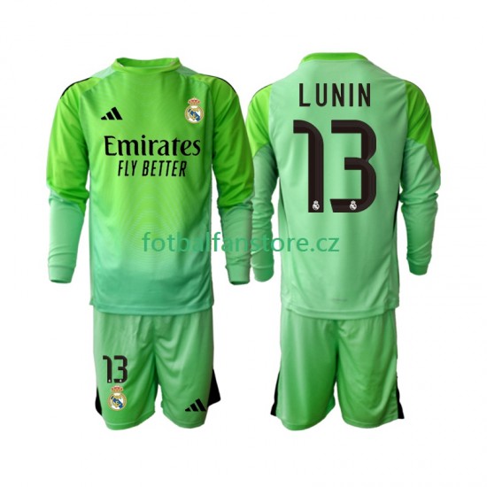 Dětský Brankářský Venkovní Dres Real Madrid Andriy Lunin 13 2025-2026 Dlouhými Rukávy Dětský Brankářský Venkovní Dres Real Madrid Andriy Lunin 13 2025-2026 Dlouhými Rukávy