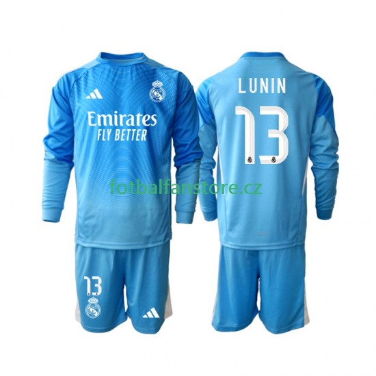 Dětský Brankářský Domácí Dres Real Madrid Andriy Lunin 13 2025-2026 Dlouhými Rukávy Dětský Brankářský Domácí Dres Real Madrid Andriy Lunin 13 2025-2026 Dlouhými Rukávy